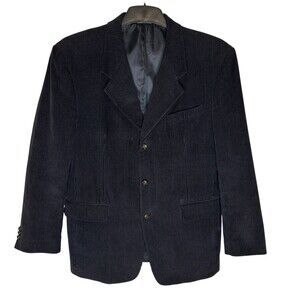 MENS Zagato Signature Collection Black Corduroy Blazer 40R Sport Coat EUC